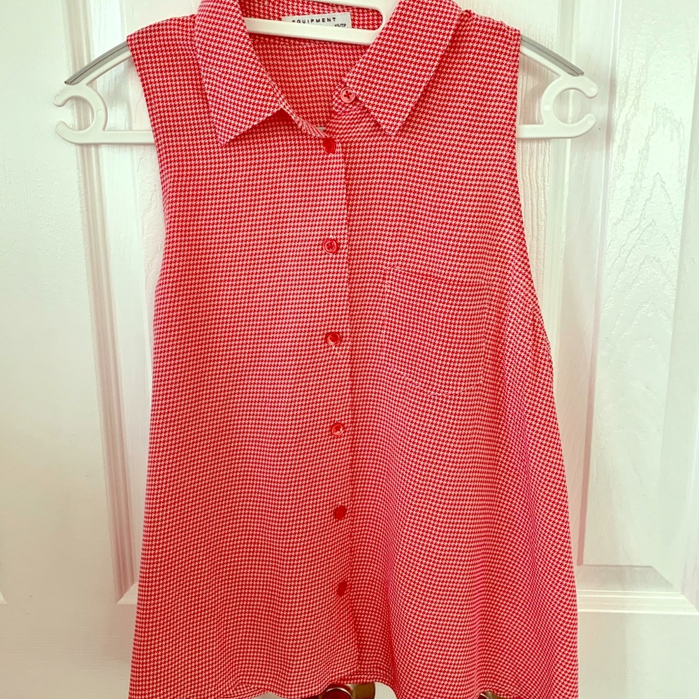 Equipment Femme Silk Red White  Blouse XS